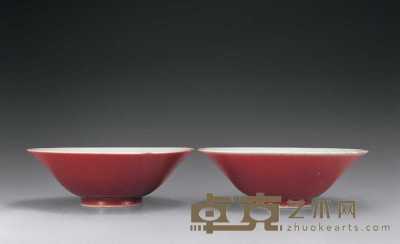 清乾隆 霁红撇口碗（二件） 直径19.8cm